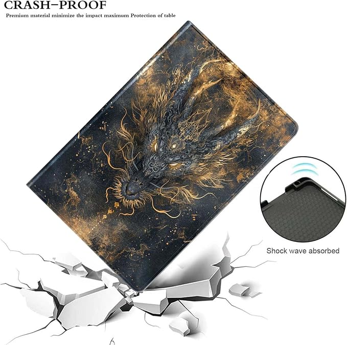 for Samsung Galaxy Tab A 8.0 2017(SM-T380/T385) Tablet Case,Premium Leather Folio Stand Auto Wake/Sleep,Multiple Viewing Stand,Dragon Head