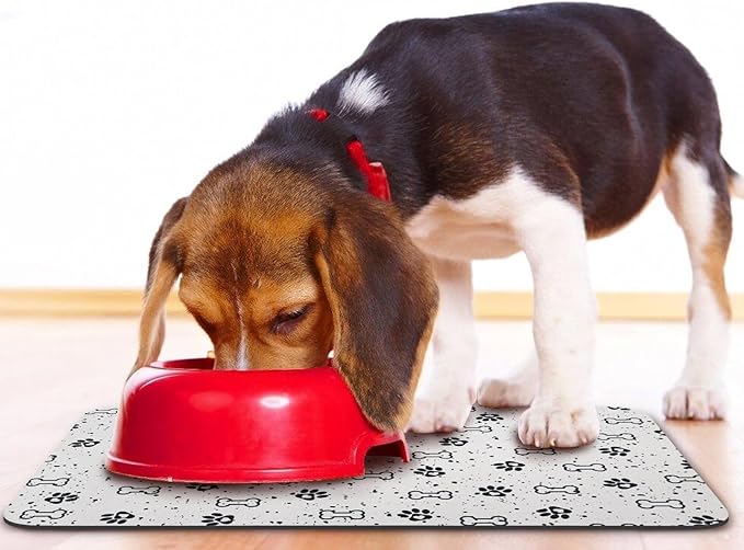 Dog Food Mats,Cat Absorbent Water Bowl Feeding Mats Pet Placemats for Food and Water Spot 16 * 24 inch