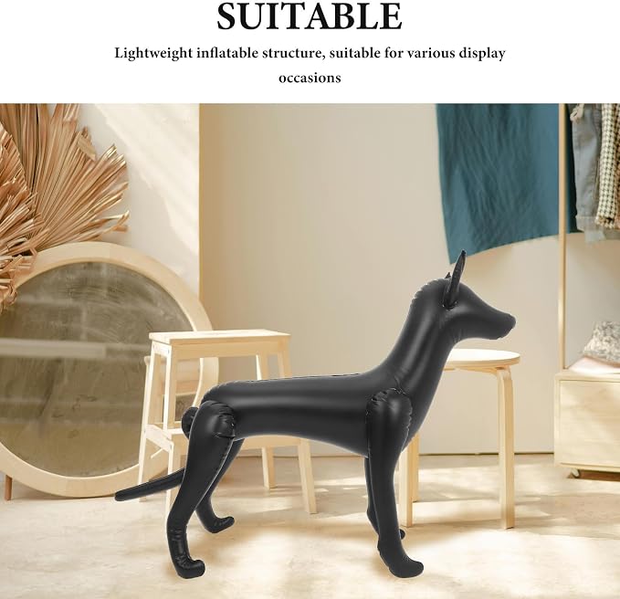 Inflatable PVC Dog Mannequin Display Stand 0.25mm Thick Large Black | Pet Apparel Showcase, Soft Lightweight Portable Build, Easy Inflate and Deflate for Retail Counter Use