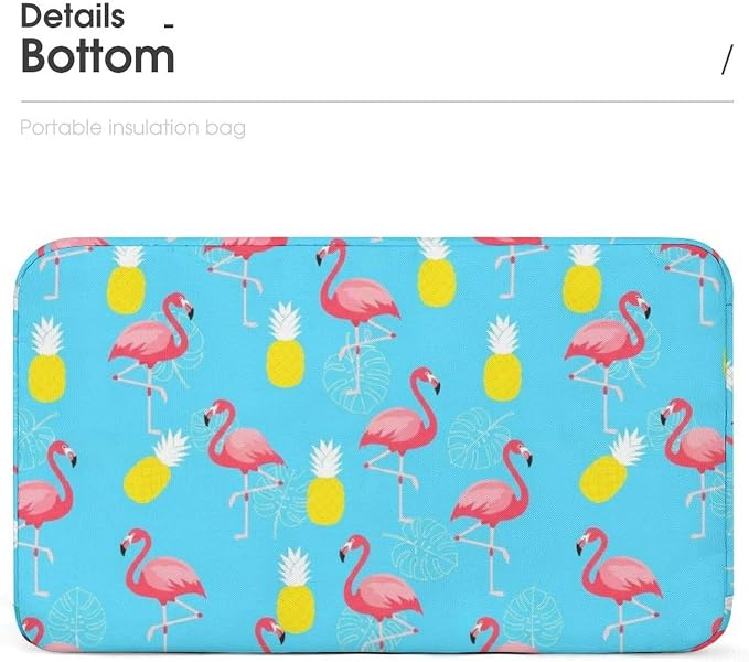 Insulated Handheld Lunch Bag, Flamingo Pineapple Mint Green | Spacious Food Storage Cooler Bags, Leakproof Snack Tote, for Picnic Travel Office Outdoor BBQ