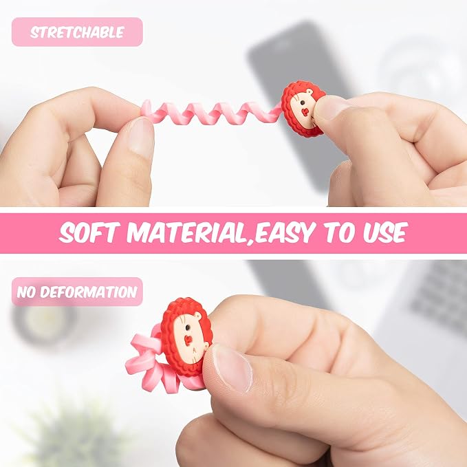Flutesan 32pcs Cartoon Charger Cable Protector Animal, Cute Style, 2 x 3 cm | Silicone Animal Wire Saver for Phone Charger Cord, Flexible Spiral Prevents Breakage, Colorful Cartoon Buddies USB Data Lines