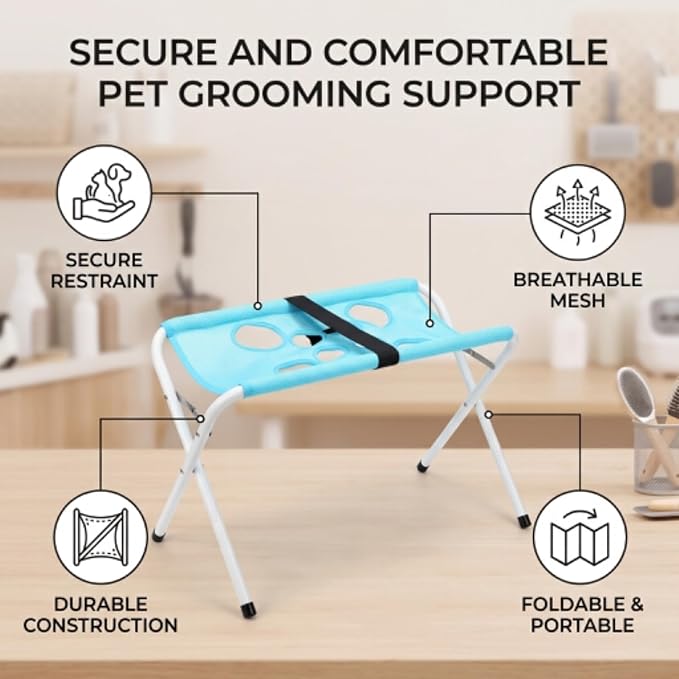 Yoidesu Pet Grooming Hammock for Small Cats & Dogs, Nail Trimming Sling | Breathable mesh, anti-scratch, quick assembly, portable storage, ideal for bathing & ear cleaning, home travel use