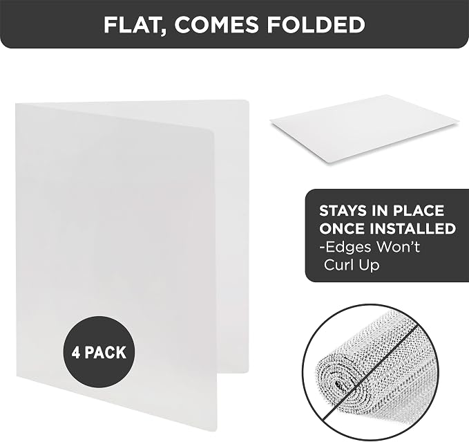 HOLDN’ STORAGE Hard Plastic Shelf Liner, 13" W x 20" L, Pack of 4 | Durable Plastic Shelf Liner Creates A Flat Surface For Cans, Bottles, Cookware, And Cabinet Essentials