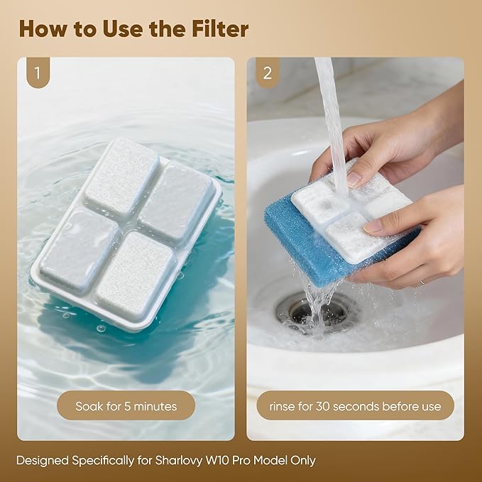 8 Pack Dog Water Fountain Filter Replacement Fit for Sharlovy W10 Pro, Pet Water Filter & Sponge Filter for Dog Water Bowl Dispenser, 4 Months Set Easy-Swap for Dogs and Cat Fountain