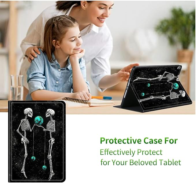 for Samsung Galaxy Tab S5e 10.5" 2019 SM-T720/T725 Case | Slim Leather Smart Cover with Multi-Angle Anti-Slip Stand [Auto Wake/Sleep] Shell for Women Men, Skull Earth