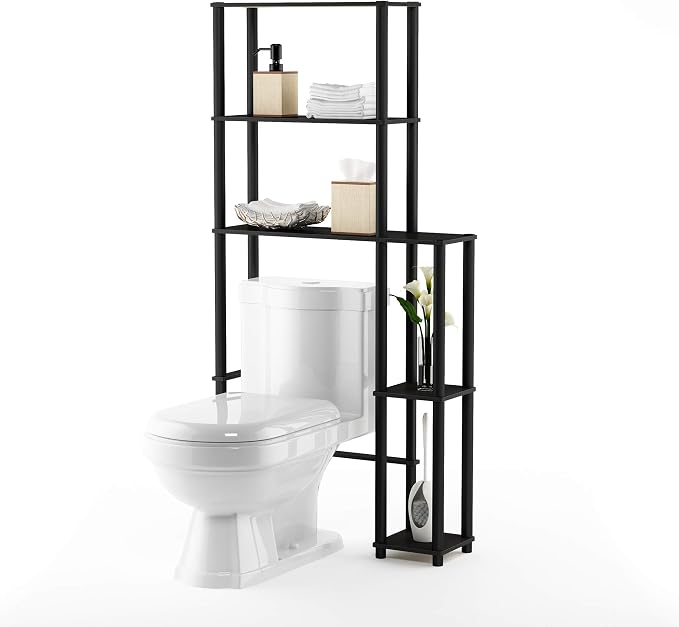 5-Shelf Toolless Assembly Over The Toilet Organizer, Freestanding Space Saver Bathroom Shelf, Over The Toilet Storage, for Bathroom Organizers and Storage, Espresso