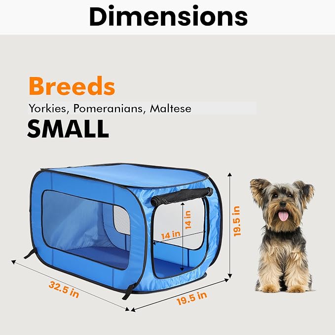 Beatrice Home Fashions Portable, Collapsible, Pop Up Kennel Travel Cat and Dog Crate, 32.5" L x 19.5" W x 19.5" H, Blue (Pack of 12)