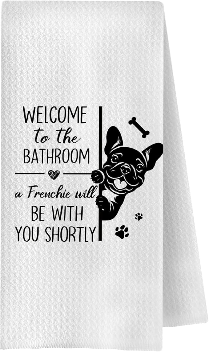 Funny French Bulldog Bathroom Hand Towels, French Bulldog Gifts for Women Men, Dog Lover Gifts Decorative Hand Towels for Bathroom Washroom Toilet Restroom, 16x24 Inches