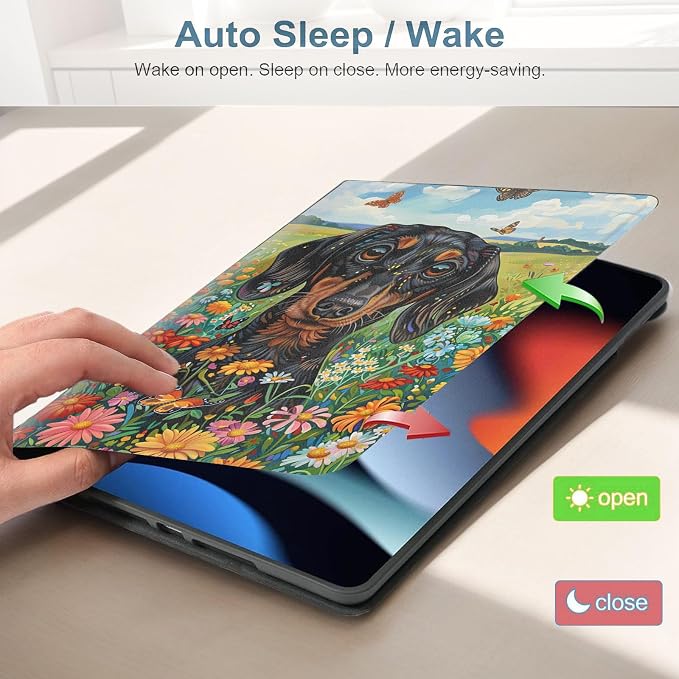 for Samsung Galaxy Tab A8 10.5 Inch 2022 (SM-X200/X205/X207) Tablet Protective Cover with Adjustable Stand and Magnetic Auto Wake/Sleep,Dachshund