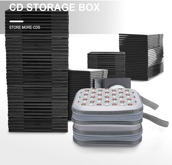 Portable 40 Capacity CD Case Christmas Penguins DVD Wallet Storage Binder | Movie Music Game Disc Collection Organizer Bag, Christmas Penguins, Hand Strap, Zipper Closure