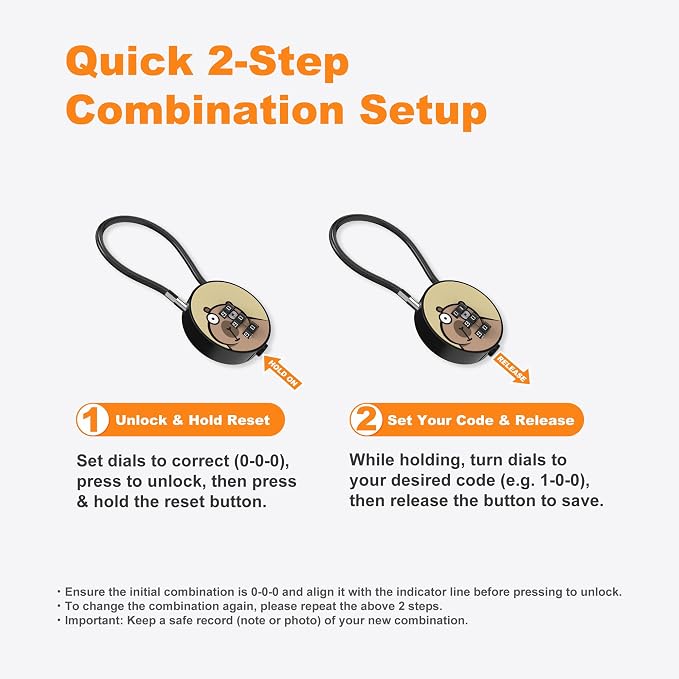 Small Combination Lock for Luggage, Gym Locker, Backpack Bag Zipper, Mini Combo Lock with Code, 5.12 Inch Steel Cable Padlock for Travel Suitcase (4-Mult, Gentle)