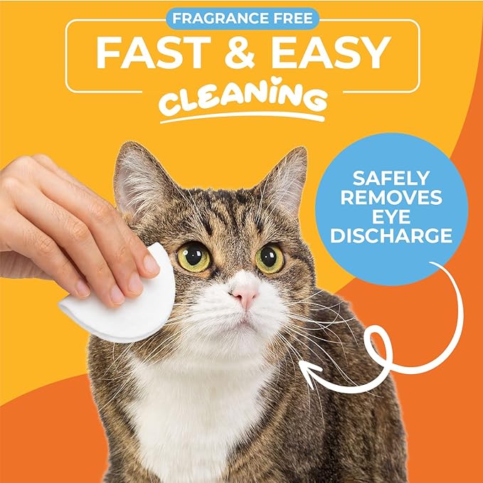 Paw Science Dog & Cat Eye Wipes - Hypoallergenic Eye & Face Wipes for Cats, Dogs, Kitten and Puppy - Pet Tear Stain Remover & Cleaner - Gently Cleans & Removes Discharge, Crust, & Gunk (Unscented)