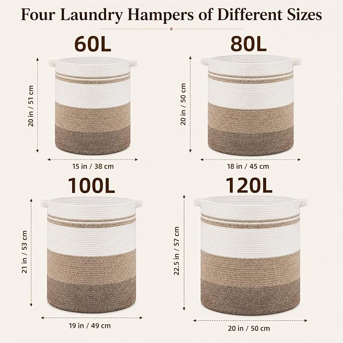 OIAHOMY 80L Laundry Basket Laundry Hamper Nursery Hamper Gradient Dark | Tall Dirty Clothes Hamper with Handle,Blanket Basket,Decorative Basket for Living Room,Storage Basket,Toy Storage