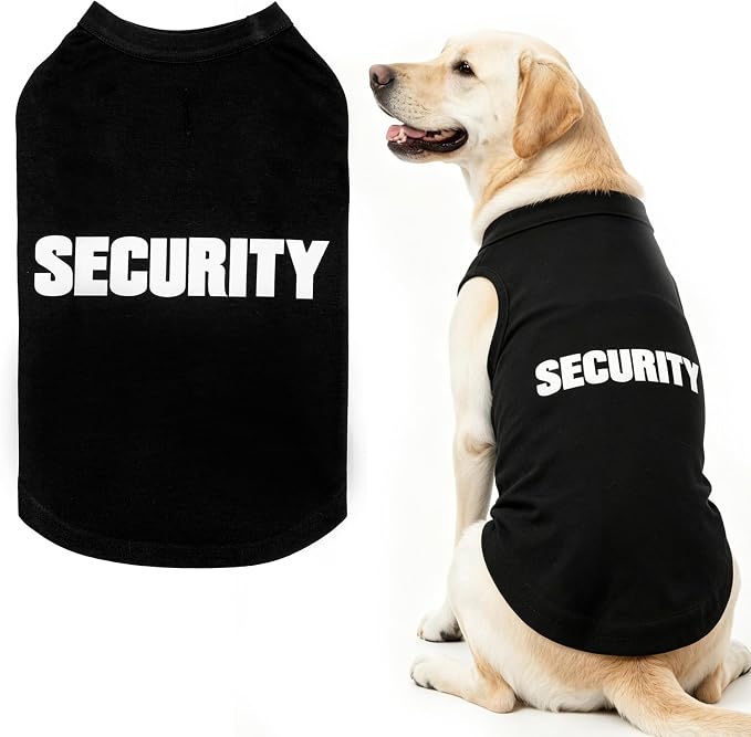 BINGPET Security Dog Shirts,Soft Cotton Puppy Tshirt,Breathable Lightweight Dog Costumes Tank Top Vest,Machine Washable Stretchy Clothes for Small Medium Large Dogs Boy Girl