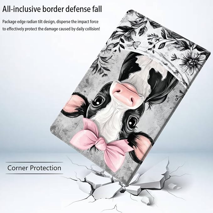 Bxgolkgd Tablet Case for Samsung Galaxy Tab S6 Lite 10.4 Inch (2024/2022/2020),Shockproof Stand Cover with Heat Dissipation,Auto Wake/Sleep Function,Cute Cow