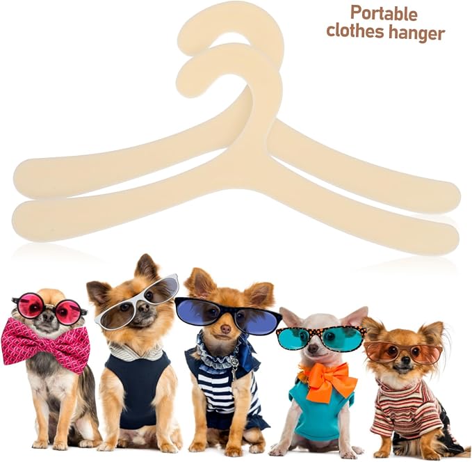 ABOOFAN 40 Pcs Pet Apparel Hangers for Small Dogs and Cats Beige Plastic Clothing Rack Lightweight Clothes Organizer to Prevent Deformation and Keep Pet Outfits Neat
