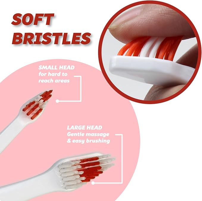 Pet Toothbrush for Dogs, Cats with Soft Bristles - Easy Teeth Cleaning & Dental Care, Non Slip Dual Head Dog Toothbrush for Medium & Large Pets, Toothpaste Not Included (Pack of 4(Multi))