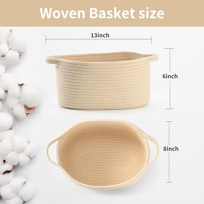 Happyiren Cute Woven Gift Basket – Beige Empty Gift Basket for Nursery, Baby Shower Gifts, Birthday, Wedding, Burr Baskets for Valentines Day,, Decorative Storage Bin for Toys, Diapers, Books
