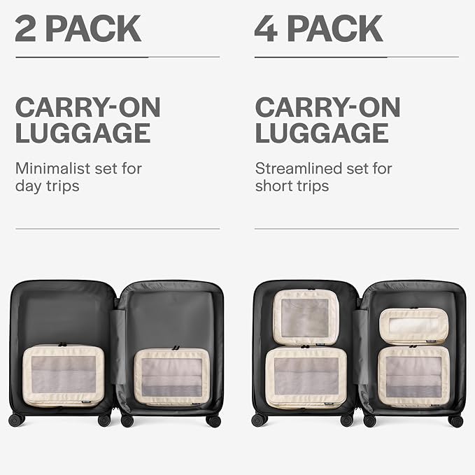 Compression Packing Cubes for Travel, 2-Pack, Beige | Solves overpacking, 2-Piece set fits most carry-ons, 50% Space savings, Compression luggage organizer bags