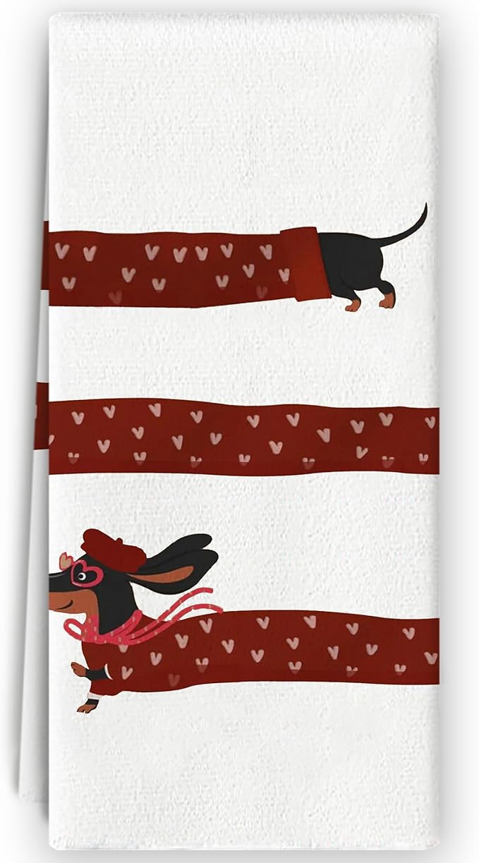 Funny Dachshund Kitchen Towels - Dachshund Dog Gifts for Dog Lovers Women, Cute Wiener Dog Dish Towels Dishcloths for Kitchen Bathroom Decorative 16x24 Inch