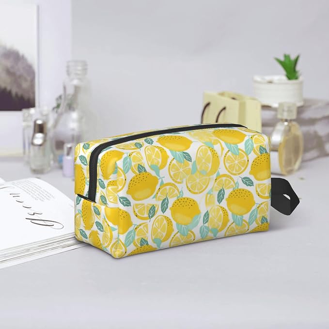 Lemon Makeup Bag - Durable 600D Oxford Fabric Travel Cosmetic Bag, Shockproof Foam Padded Toiletry Organizer for Gym & Daily Use 10x6.2x4.9 Inch