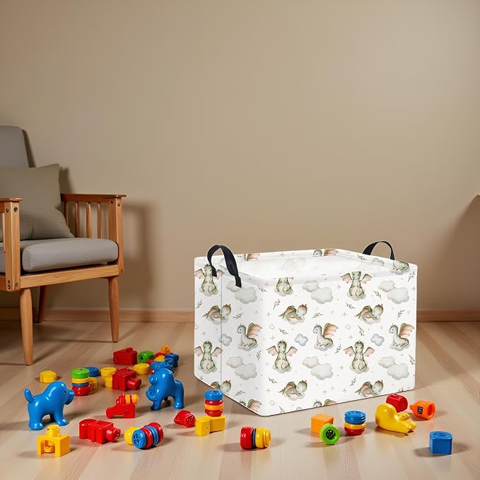 Rectangular Baby Girl Basket Kids Baby Storage Basket Storage Bin Organizer Box Room Decor(Cute Dinosaur)