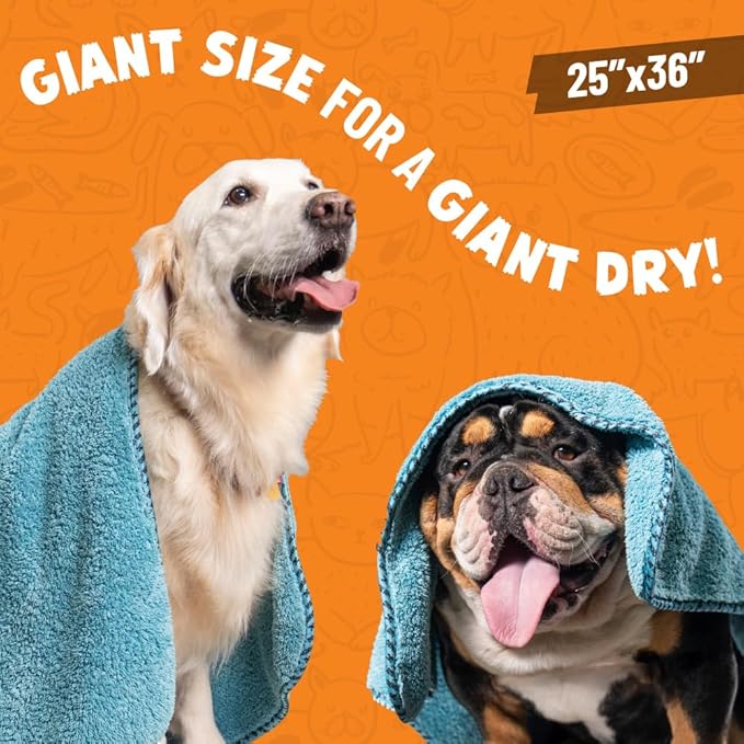 Chemical Guys Furrocious Super Absorbent, Ultra Soft Microfiber Pet Towel for Drying & Grooming Dogs, Cats & More, Blue (25 inches x 36 inches) PCS1996 - Pet Blanket, Pet Bed Topper