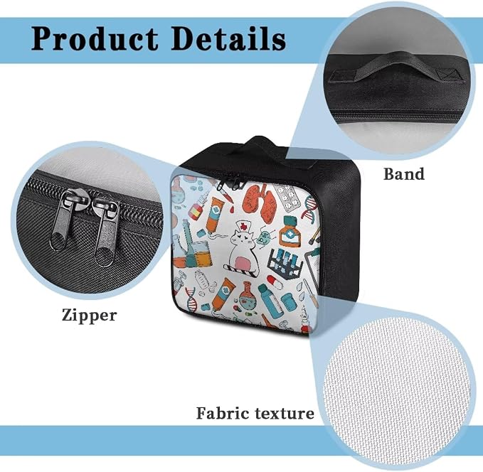 Nurses First Aid Bag Empty Travel Medicine Bag Pet Cat Medical Equipment Bag Cute First Aid Pouches Empty Medium First Aid Medical Kit Accessory Pouches Organizer Bag Zipper