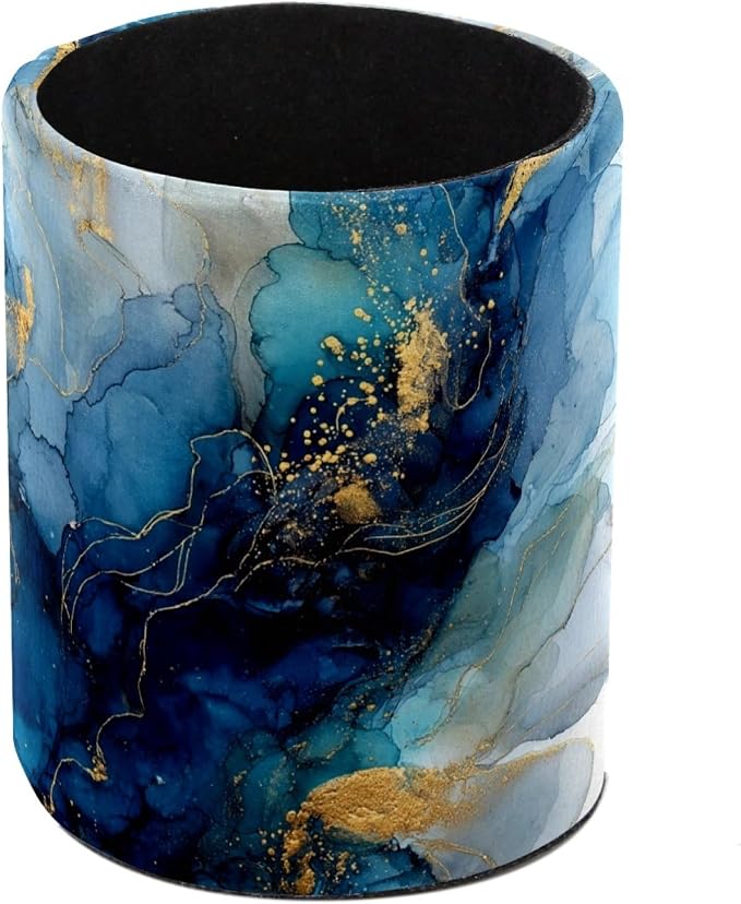 Blue Marble Texture Pen Holder, Pencil Cup Marker Brush Holder Desk Storage Case, Desktop Organizer for School Office Home Supplies