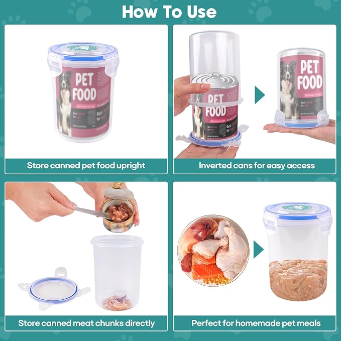 REFLYING Canned Dog Food Storage Lids Reusable Airtight Can Cover | Reusable airtight dog food can lids,Keeps wet food fresh,eliminates odor,Includes SUS 304 spoon and can opener