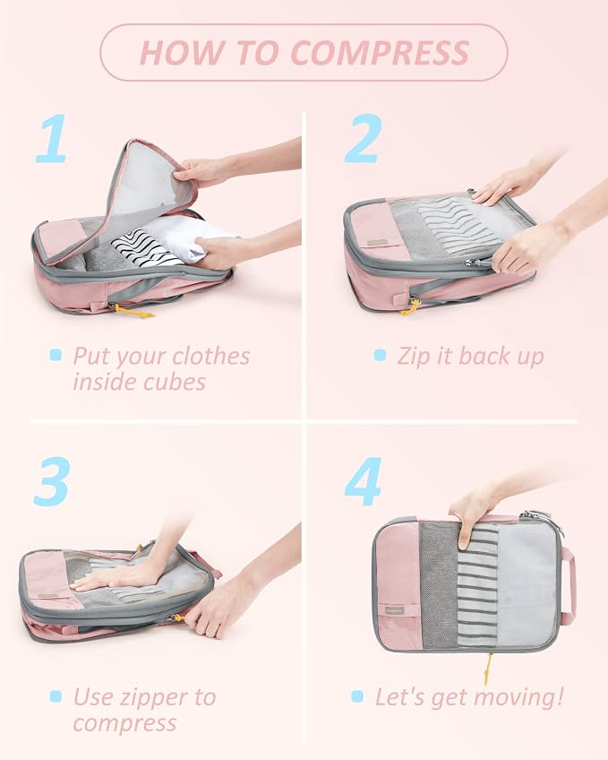 BAGSMART Compression Packing Cubes for Travel Essentials | 14 Set /6 Set /4 Set/2 Set, Lightweight, Durable