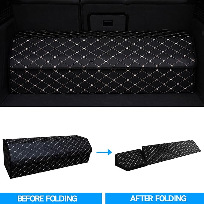 Car Trunk Organizer For Ford Freestar -Custom Fit,Leather Large Capacity Outdoor Trunk Organizer,4-Layer Cover,Diamond Quilted Pattern All-Season Use For Ford Freestar 2004-2007