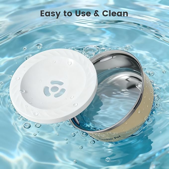 Gardner Pet Slow Water Bowl for Dogs – No Spill, Anti-Splash Floating Plate Design, Slows Drinking to Reduce Mess, Keeps Water Clean & Floors Dry, 2L