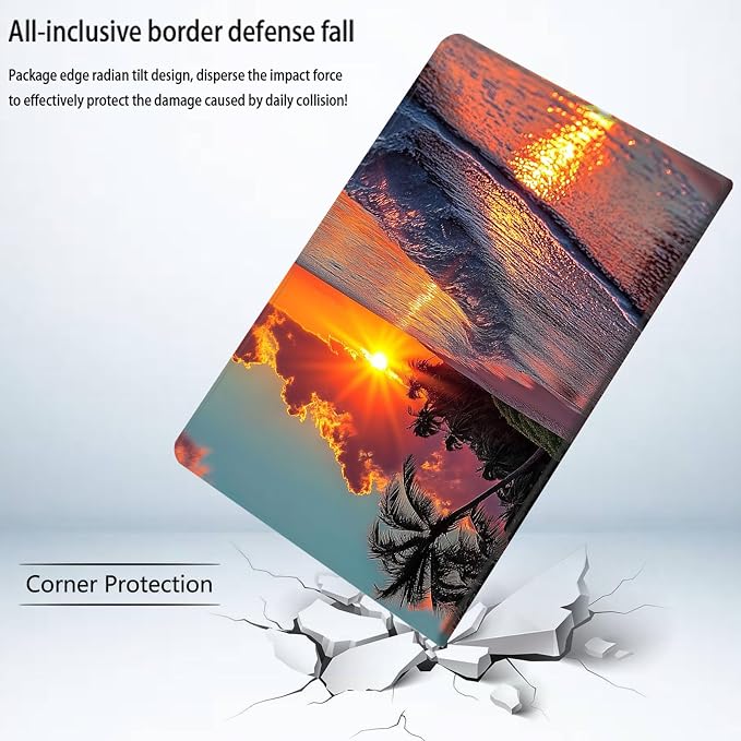 Bxgolkgd Tablet Case for Samsung Galaxy Tab S10 Plus 2024/S9 Plus/S9 FE Plus 5G 2023 12.4 Inch,Shockproof Stand Cover with Heat Dissipation,Auto Wake/Sleep Function,Palm Sunset Beach