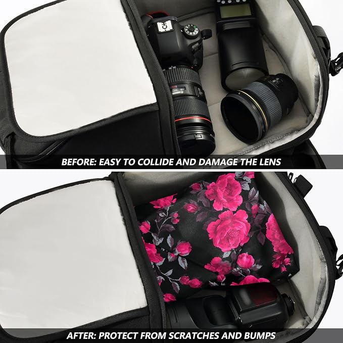 JIPONI Magenta Rose Makeup Bag, Self-Adhesive Magic Wrap Cloth, Portable Cosmetic Organizer, Camera Lens Protector, Travel Storage for Beauty Essentials, 13.8"x13.8"