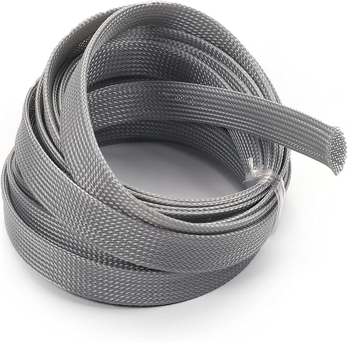 Jutagoss PET Expandable Braided Cable Sleeve, 16.4ft - 5/8 inch Gray Cable Management Sleeve, Wire Loom Tube Cord Protector for USB Cable, Power Cord, Audio Video and More, 1Pc