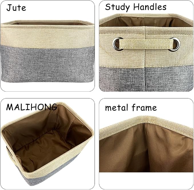 Personalized Fabric Dog Toy Storage Basket with Lovely Dog French Bulldog Collapsible Sturdy Fabric Pet Toys Storage Bin Cube with Handles for Organizing, Grey and White