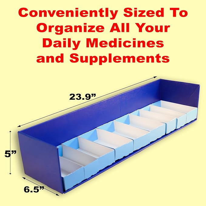 One Place Organizing System for Pill Bottles, Medication Bottles, Supplements and Vitamins - Fits Counter Tops, Pantry, Cabinets. 9 Storage Compartments - Easy Access - Made in USA