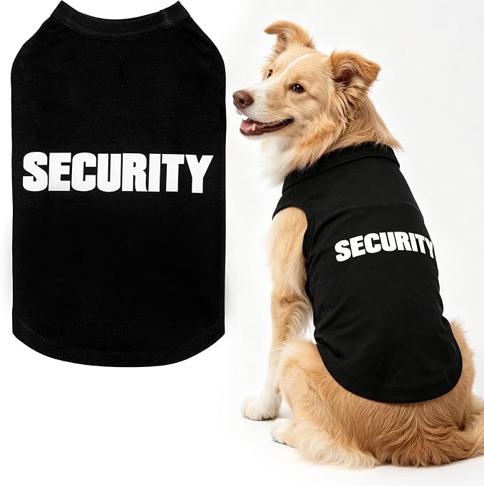 BINGPET Security Dog Shirts,Soft Cotton Puppy Tshirt,Breathable Lightweight Dog Costumes Tank Top Vest,Machine Washable Stretchy Clothes for Small Medium Large Dogs Boy Girl