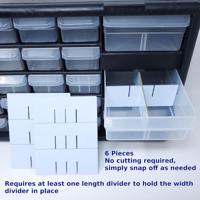 (24-Pack) Large Drawer Configurable Width Dividers compatible with Akro-Mils Plastic Storage Craft Cabinets, (Dividers Only)
