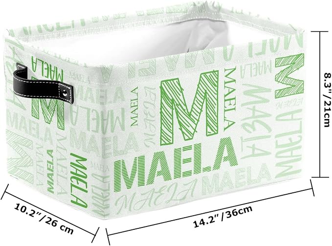 Foldable Personalized Storage Box for Boys Girls with Name Waterproof Kids Custom Storage Bin Baskets Cube Boxes Organizer with Handles for Organizing Shelf Closet, 1 Pack