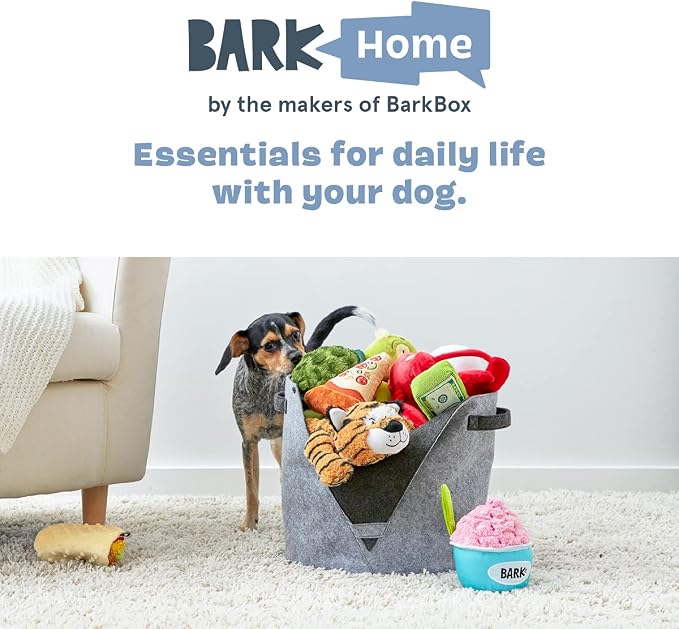 Barkbox – Felt Storage Bin for Dog Toys – Long Lasting Pet Supplies Container – Dog Home Decor Organizer for Tennis Balls, Squeaker Toys, Leashes, Collars and More – Standard Size 12” x 13” | Durable Felt Dog Toy Basket with Foldable Side - Pet Supplie...