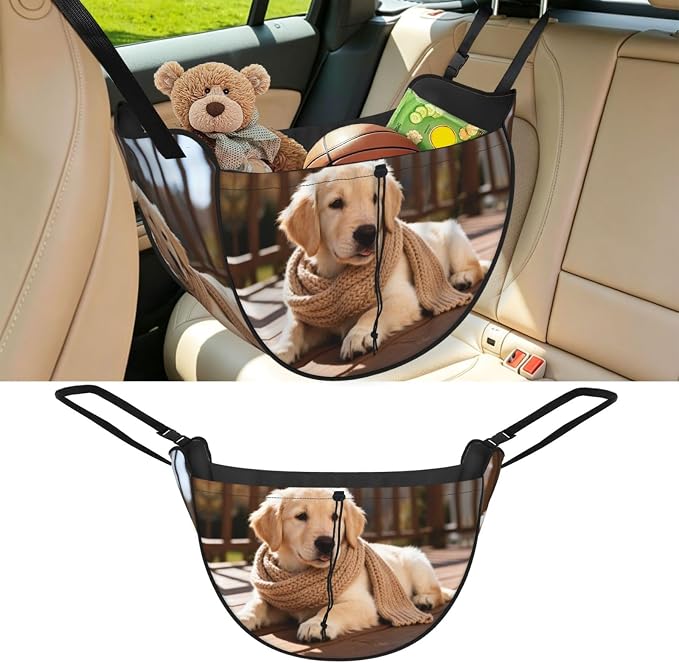 handsome puppy Car Seat Organizer-Backseat Storage Bag for Travel | Waterproof Durable. Holds Snacks Gear Essentials. Fits Most Cars.