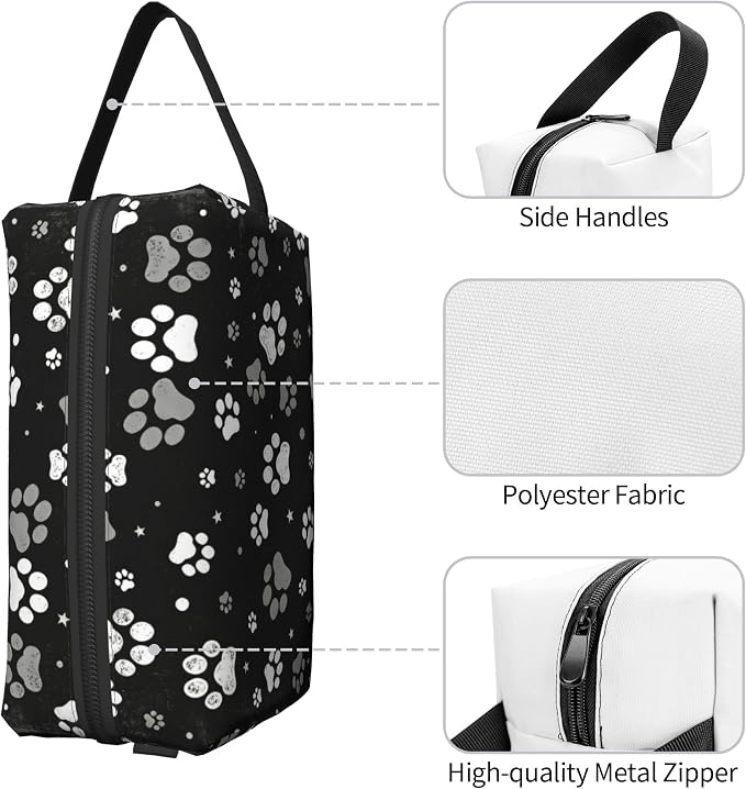 paw print Makeup Bag - Durable 600D Oxford Fabric Travel Cosmetic Bag, Shockproof Foam Padded Toiletry Organizer for Gym & Daily Use 10x6.2x4.9 Inch