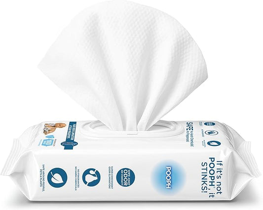 POOPH® Pure Wipes™ – 100 Count Pack – Gentle & Fast Odor Control – Fragrance-Free – No Harsh Chemicals – Multi-Purpose Pet & Surface Cleaning