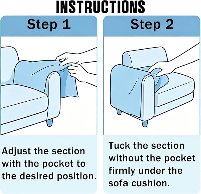 Sofa Armrest Cover with Pockets Set of 2 Furniture Protector Slip Technical Fabric Non Slip Recliner Organizer Remote Holder Caddy Accessories for Living Room Bedroom Kitchen Home 24*43.3 Inch Blue