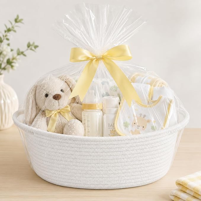 ABenkle Small Basket with Handles, Boho Decorative Rope Woven Dog Cat Toy Storage Bin Shelf Storage Organizer, Easter Christmas Gift Basket, 12"x8"x5", 2 Pack