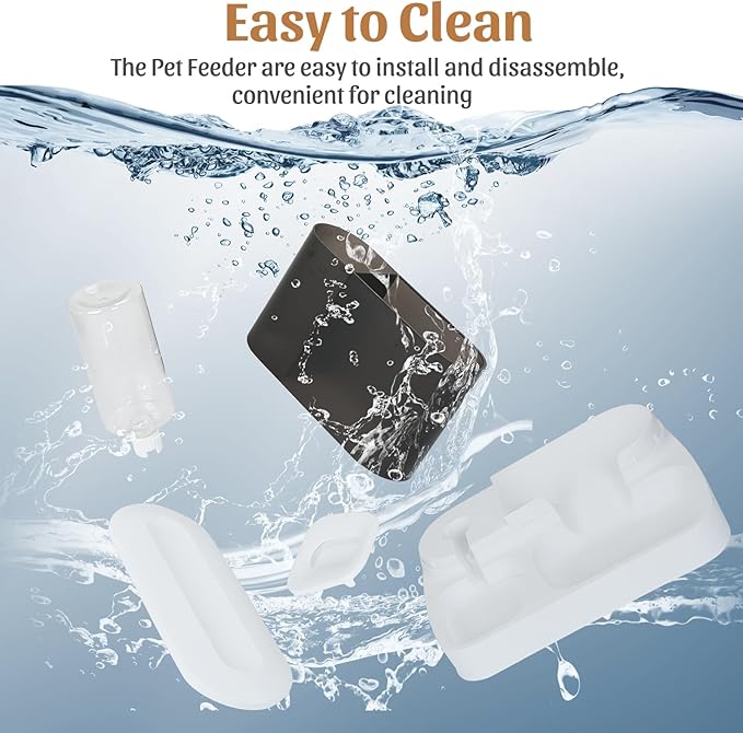 Automatic Pet Feeder and Water Dispenser Set, 2 in 1 Gravity Cat Dog Auto Food and Water Bowl Set for Small Dogs Puppy Cats Pets (Black&White)