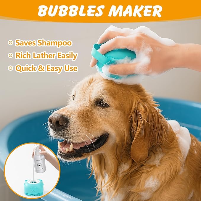ondware 6PCS Dog Bath Brush Set, Dogs Scrubber for Short and Long Haired Dogs, Dog Shampoo Brush for Shedding, Bathing, Massaging and Grooming