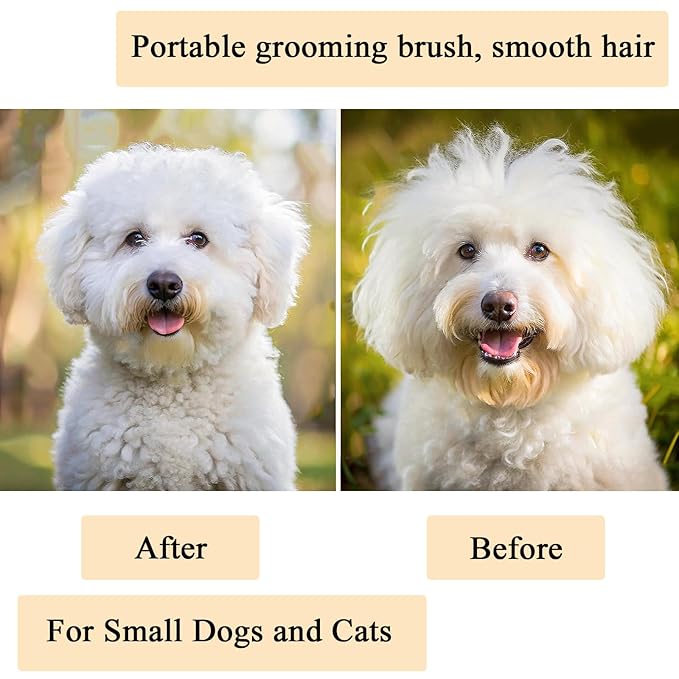Dog Grooming Brush, Soft Puppy Massage Brush, Pet Hair Bathing Brush Comb, Hangable Grooming Tool for Poodles, Teddy, Yorkies, Maltese, Shih Tzu, Chihuahua (Cream White)